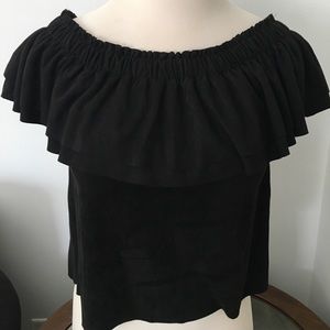 Black Off the Shoulder Suede Top